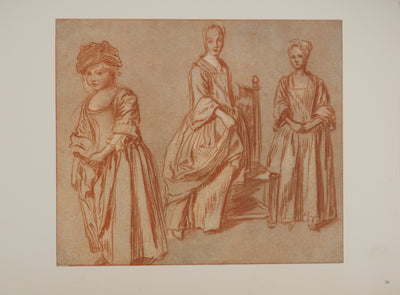 Antoine WATTEAU : Trois jeunes femmes, Héliogravure originale (vue générale) - Crédit photo : Galerie Art.Paris