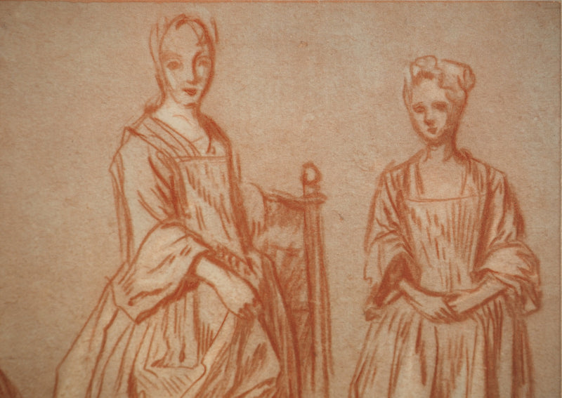 Antoine WATTEAU : Trois jeunes femmes, Héliogravure originale (photo de détail 3) - Crédit photo : Galerie Art.Paris