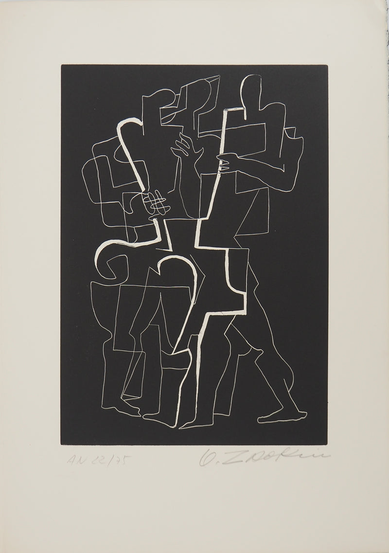 Ossip ZADKINE : Les bergers, Gravure originale (vue générale) - Crédit photo : Galerie Art.Paris