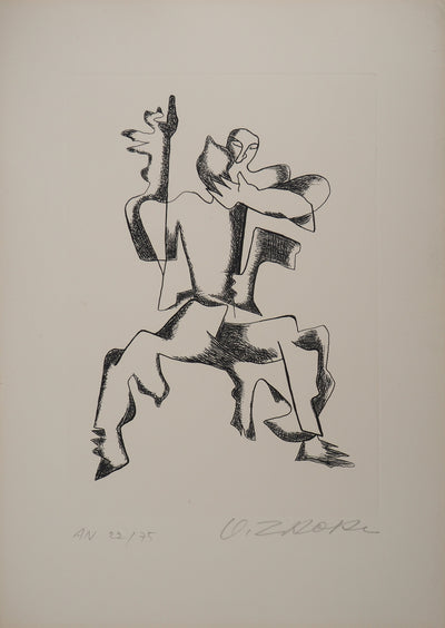 Ossip ZADKINE : Tendresse, Gravure originale (photo de détail 2) - Crédit photo : Galerie Art.Paris