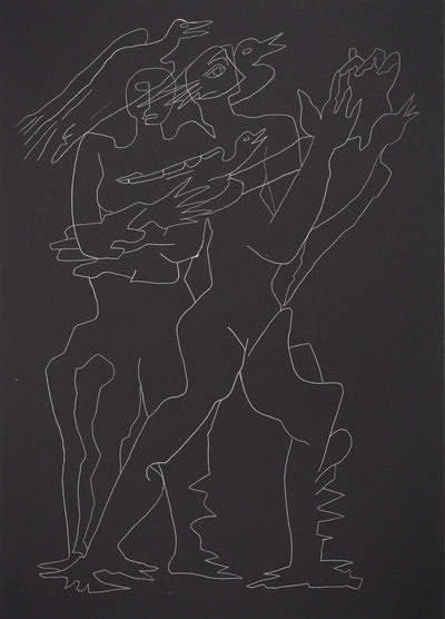Ossip ZADKINE : Les colombes, Gravure originale (vue générale) - Crédit photo : Galerie Art.Paris