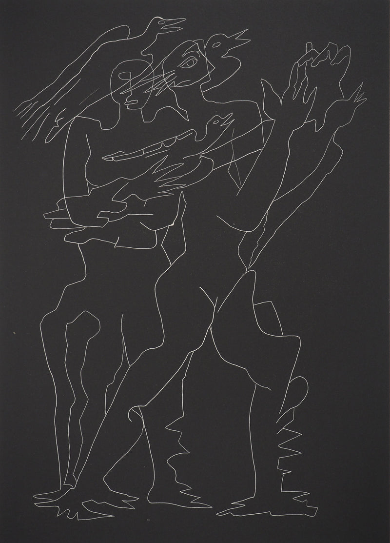 Ossip ZADKINE : Les colombes, Gravure originale (vue générale) - Crédit photo : Galerie Art.Paris