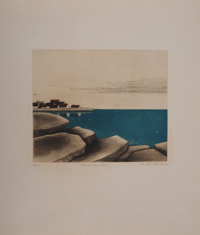 Annapia ANTONINI : La mer à Audresselles (Pas de Calais), Gravure originale (vue générale) - Crédit photo : Galerie Art.Paris