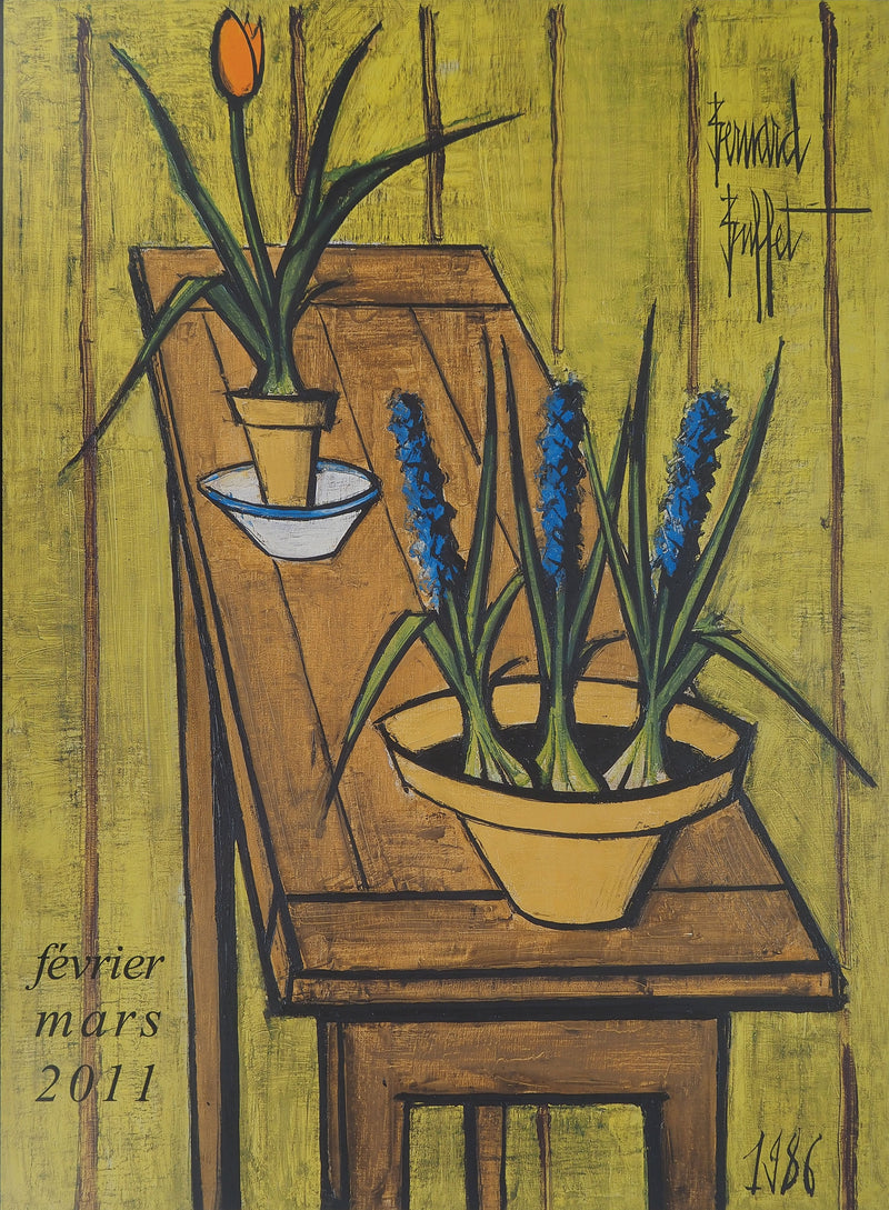 Bernard BUFFET : Tulipe et Jacinthes, Affiche originale (photo de détail 2) - Crédit photo : Galerie Art.Paris