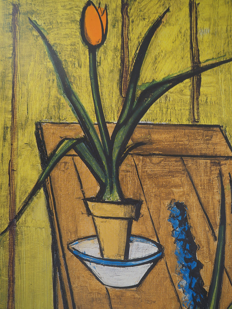 Bernard BUFFET : Tulipe et Jacinthes, Affiche originale (photo de détail 3) - Crédit photo : Galerie Art.Paris