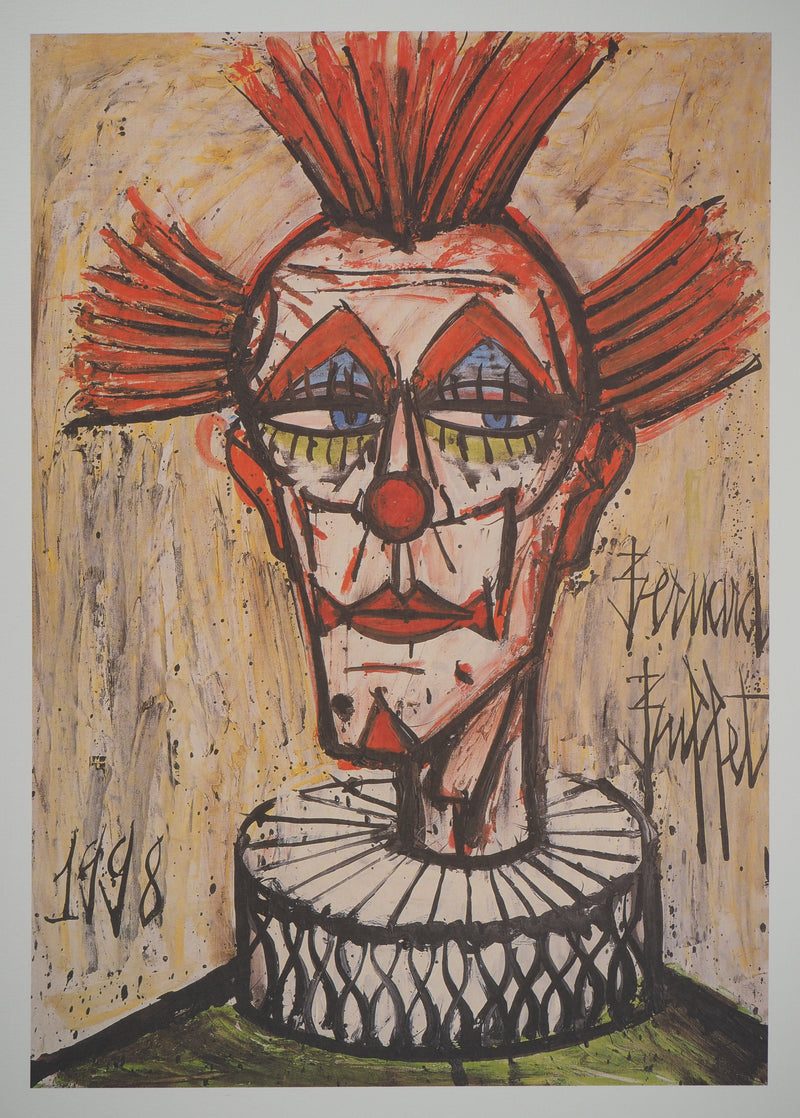 Bernard BUFFET : Le clown à la collerette, c, Affiche originale (photo de détail 3) - Crédit photo : Galerie Art.Paris