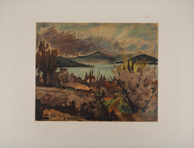 André DUNOYER DE SEGONZAC : Golf de Saint Tropez,, Lithographie originale (vue générale) - Crédit photo : Galerie Art.Paris