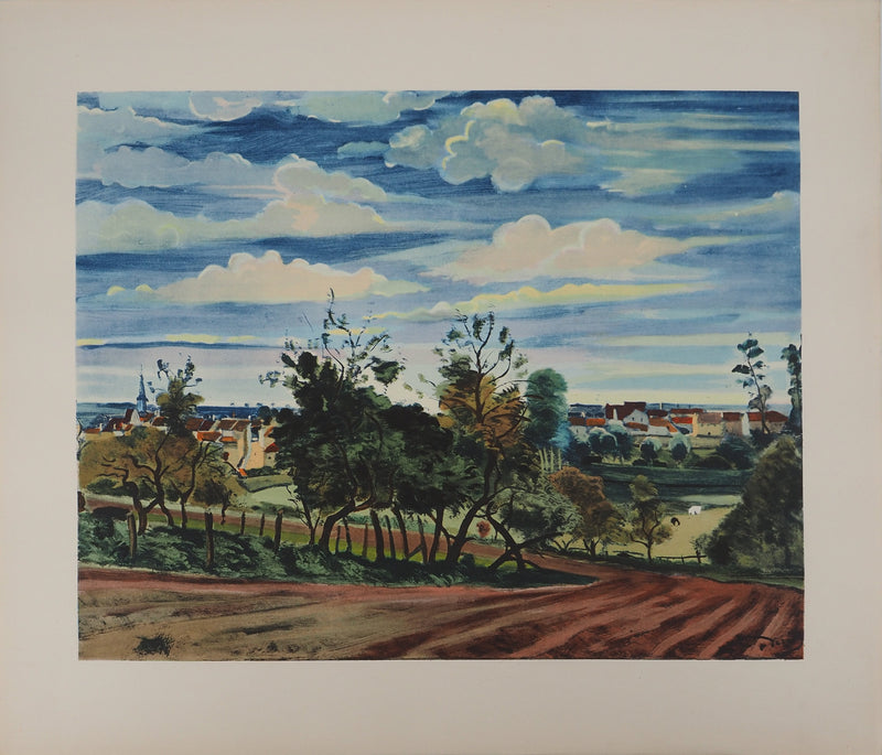 André DERAIN : Les champs du village, Lithographie signée