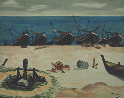 André DERAIN: Boote am Strand, Signierte Lithographie