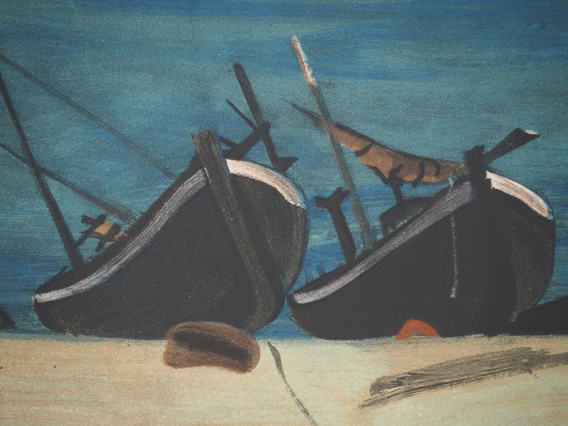 André DERAIN: Boote am Strand, Signierte Lithographie