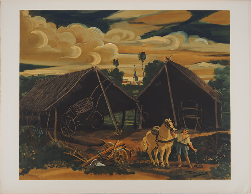 André DERAIN : Fermier et le cheval de trait, Lithographie signée