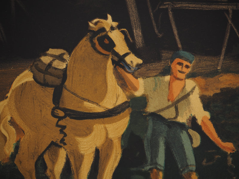 André DERAIN : Fermier et le cheval de trait, Lithographie signée