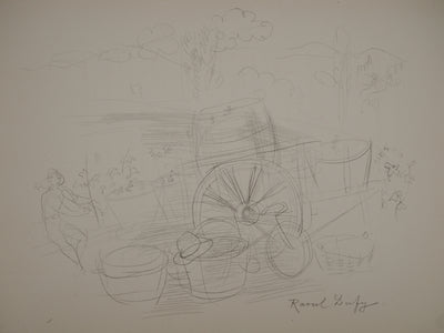 Raoul DUFY : Vins : Chariot aux paniers, Lithographie originale (photo de détail 2) - Crédit photo : Galerie Art.Paris