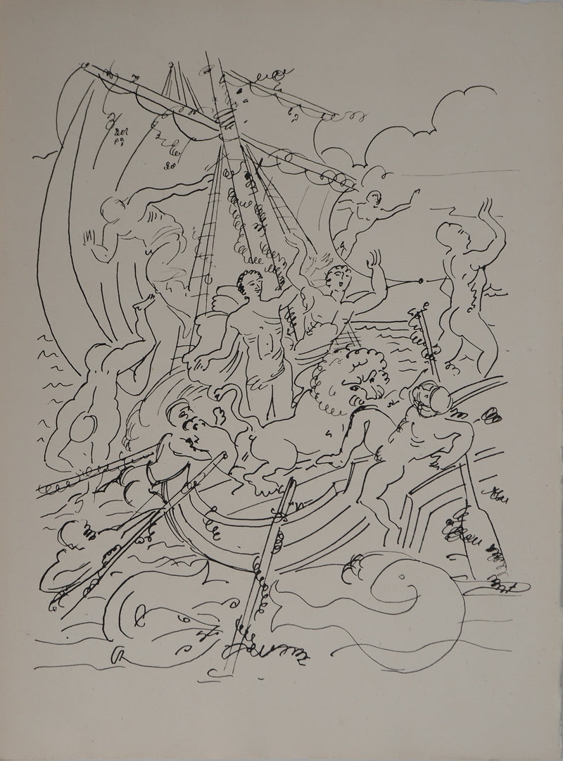 André DERAIN : Bateau dionysiaque, Lithographie