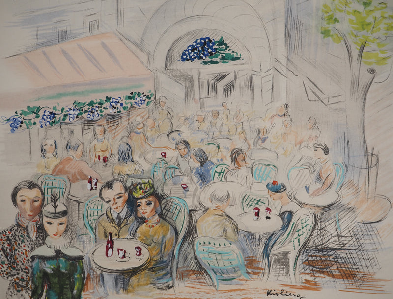 Moïse KISLING : Paris : le Café des Sirènes, Lithographie originale (photo de détail 2) - Crédit photo : Galerie Art.Paris