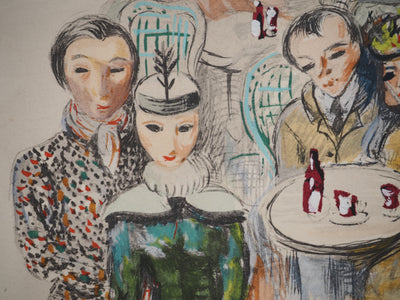 Moïse KISLING : Paris : le Café des Sirènes, Lithographie originale (photo de détail 4) - Crédit photo : Galerie Art.Paris