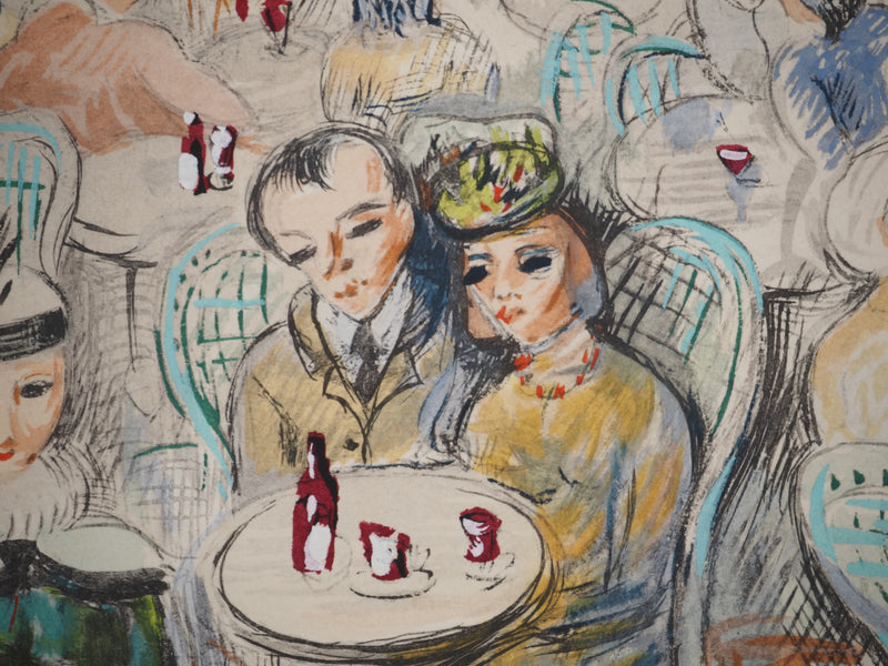 Moïse KISLING : Paris : le Café des Sirènes, Lithographie originale (photo de détail 5) - Crédit photo : Galerie Art.Paris