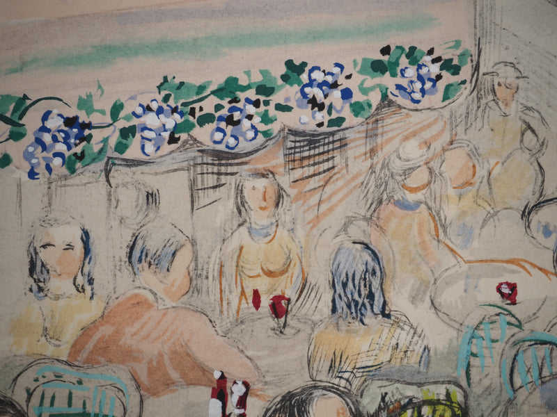 Moïse KISLING : Paris : le Café des Sirènes, Lithographie originale (photo de détail 6) - Crédit photo : Galerie Art.Paris