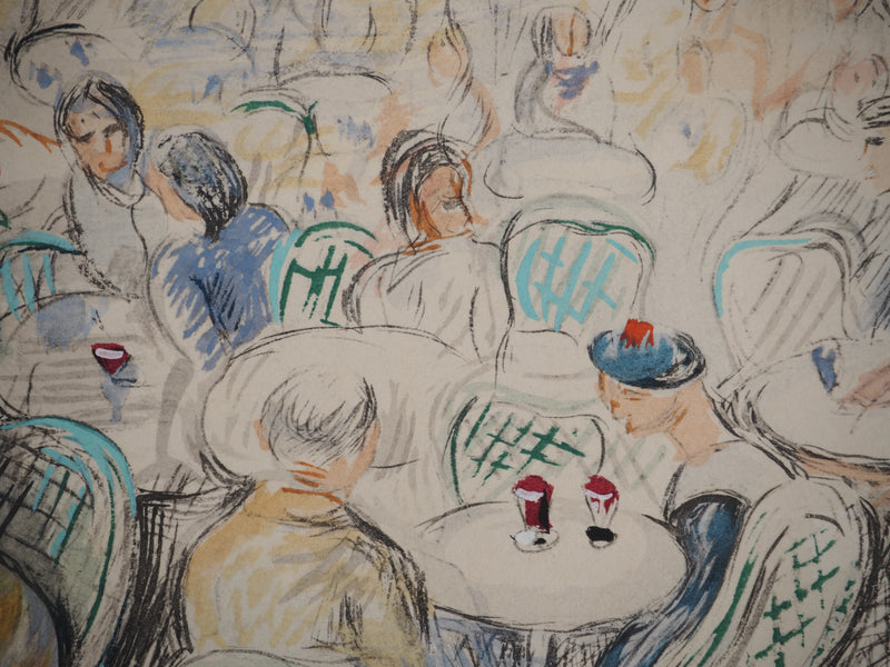 Moïse KISLING : Paris : le Café des Sirènes, Lithographie originale (photo de détail 7) - Crédit photo : Galerie Art.Paris