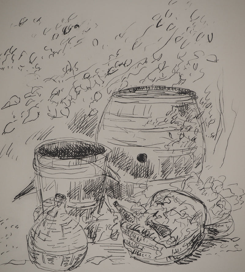 André DUNOYER DE SEGONZAC : Les tonneaux de vin, Lithographie originale (photo de détail 2) - Crédit photo : Galerie Art.Paris