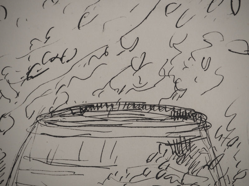 André DUNOYER DE SEGONZAC : Les tonneaux de vin, Lithographie originale (photo de détail 5) - Crédit photo : Galerie Art.Paris