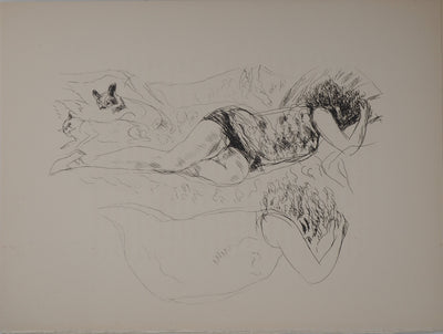 André DUNOYER DE SEGONZAC : La sieste sur le divan, Lithographie originale (vue générale) - Crédit photo : Galerie Art.Paris