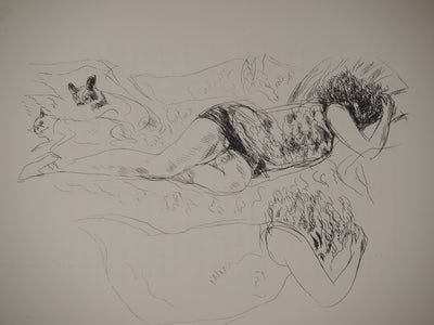 André DUNOYER DE SEGONZAC : La sieste sur le divan, Lithographie originale (photo de détail 2) - Crédit photo : Galerie Art.Paris