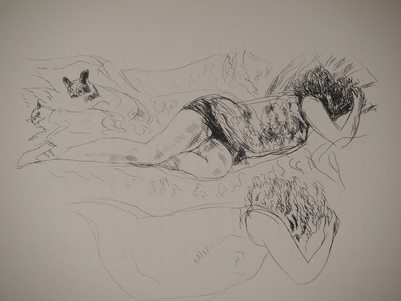 André DUNOYER DE SEGONZAC : La sieste sur le divan, Lithographie originale (photo de détail 2) - Crédit photo : Galerie Art.Paris