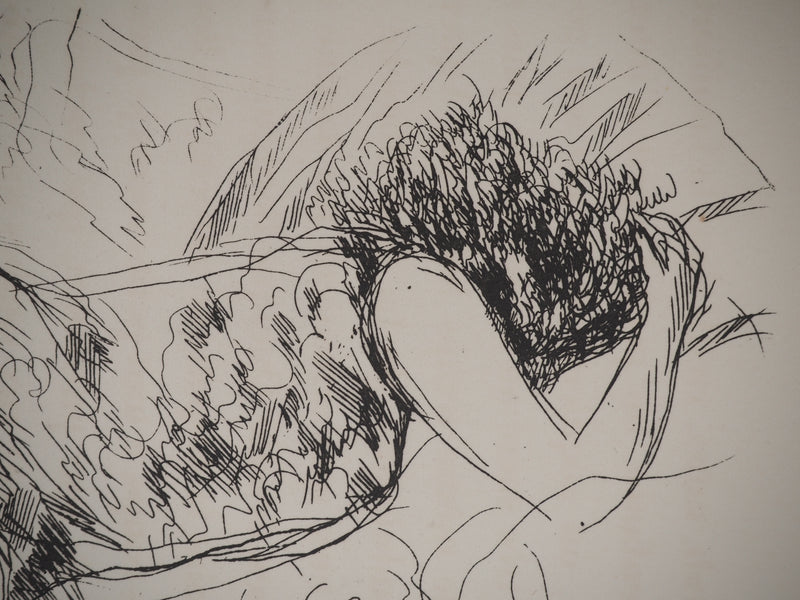 André DUNOYER DE SEGONZAC : La sieste sur le divan, Lithographie originale (photo de détail 5) - Crédit photo : Galerie Art.Paris