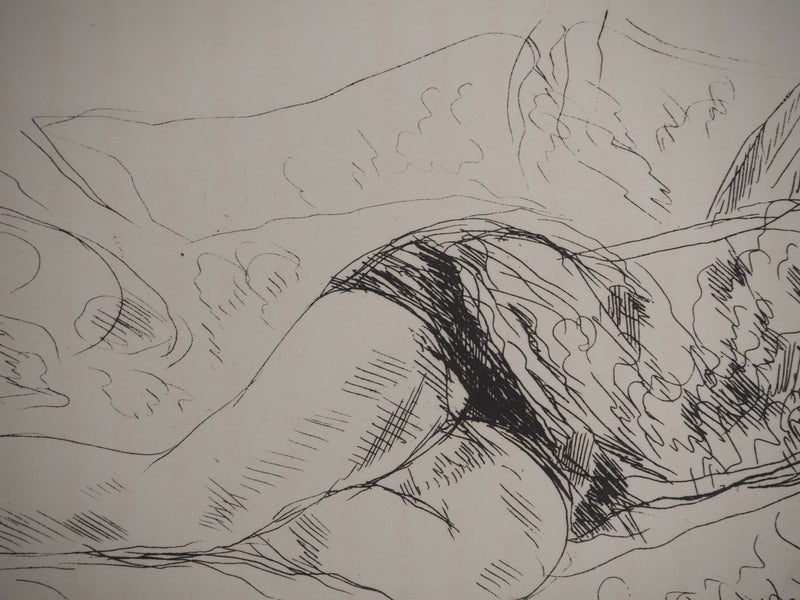 André DUNOYER DE SEGONZAC : La sieste sur le divan, Lithographie originale (photo de détail 3) - Crédit photo : Galerie Art.Paris