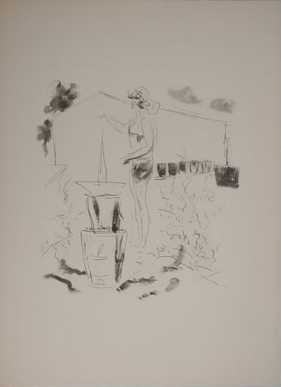 André DUNOYER DE SEGONZAC : Le vendangeur tropézien, Lithographie originale (vue générale) - Crédit photo : Galerie Art.Paris