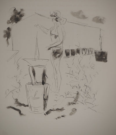 André DUNOYER DE SEGONZAC : Le vendangeur tropézien, Lithographie originale (photo de détail 2) - Crédit photo : Galerie Art.Paris