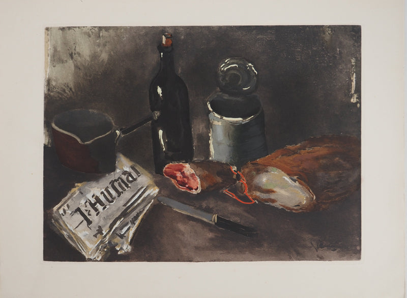 Maurice DE VLAMINCK : Nature morte au journal, Gravure originale (vue générale) - Crédit photo : Galerie Art.Paris