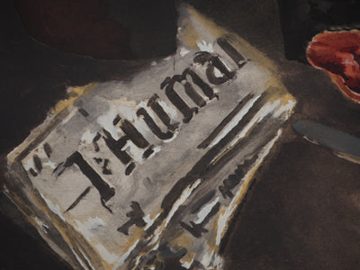 Maurice DE VLAMINCK : Nature morte au journal, Gravure originale (photo de détail 4) - Crédit photo : Galerie Art.Paris