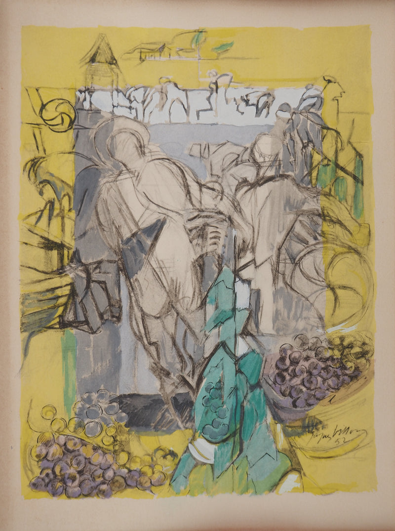 Jacques VILLON : Les vendanges, Gravure originale (vue générale) - Crédit photo : Galerie Art.Paris