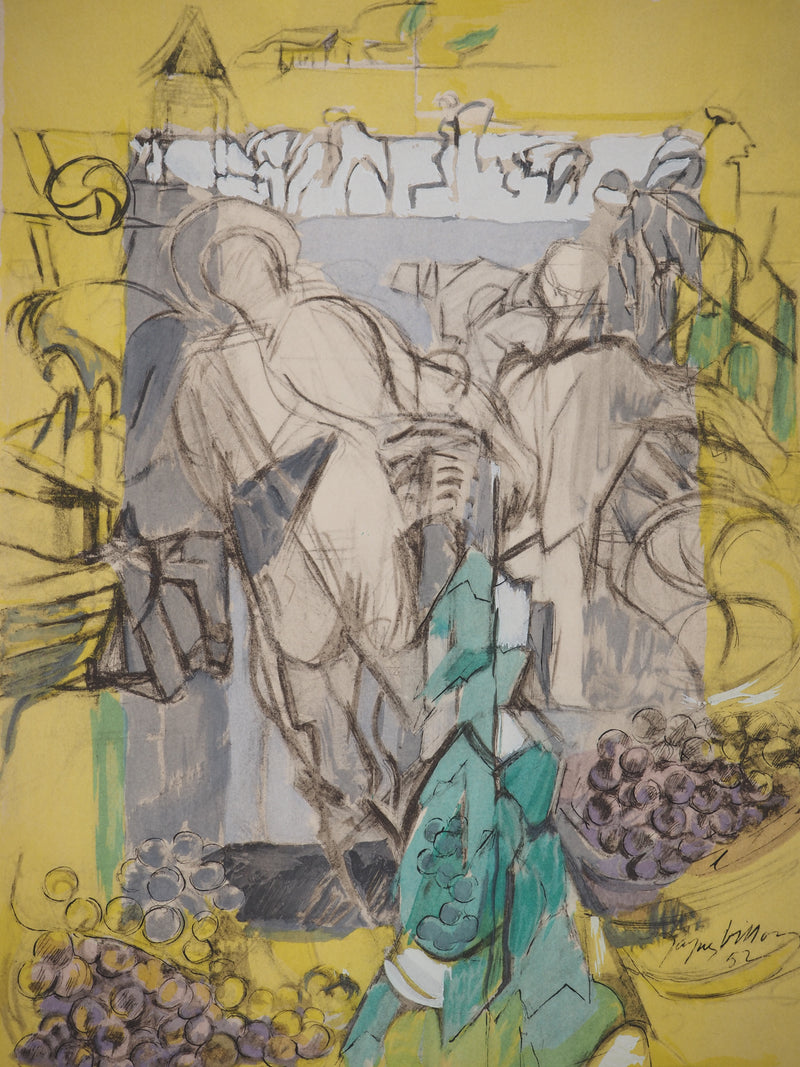 Jacques VILLON : Les vendanges, Gravure originale (photo de détail 2) - Crédit photo : Galerie Art.Paris