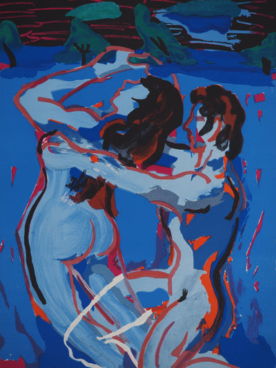 Pierre AMBROGIANI : Les amoureux au crépuscule, Lithographie originale (photo de détail 2) - Crédit photo : Galerie Art.Paris