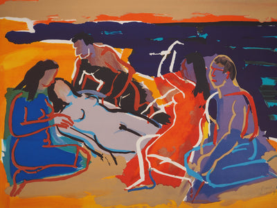 Pierre AMBROGIANI : Sur la plage, Lithographie originale (photo de détail 2) - Crédit photo : Galerie Art.Paris