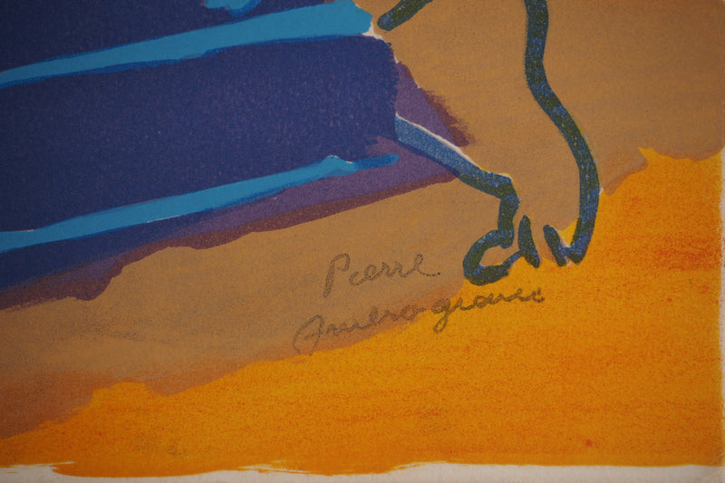 Pierre AMBROGIANI : Sur la plage, Lithographie originale (photo de détail 3) - Crédit photo : Galerie Art.Paris