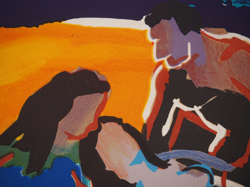 Pierre AMBROGIANI : Sur la plage, Lithographie originale (photo de détail 6) - Crédit photo : Galerie Art.Paris