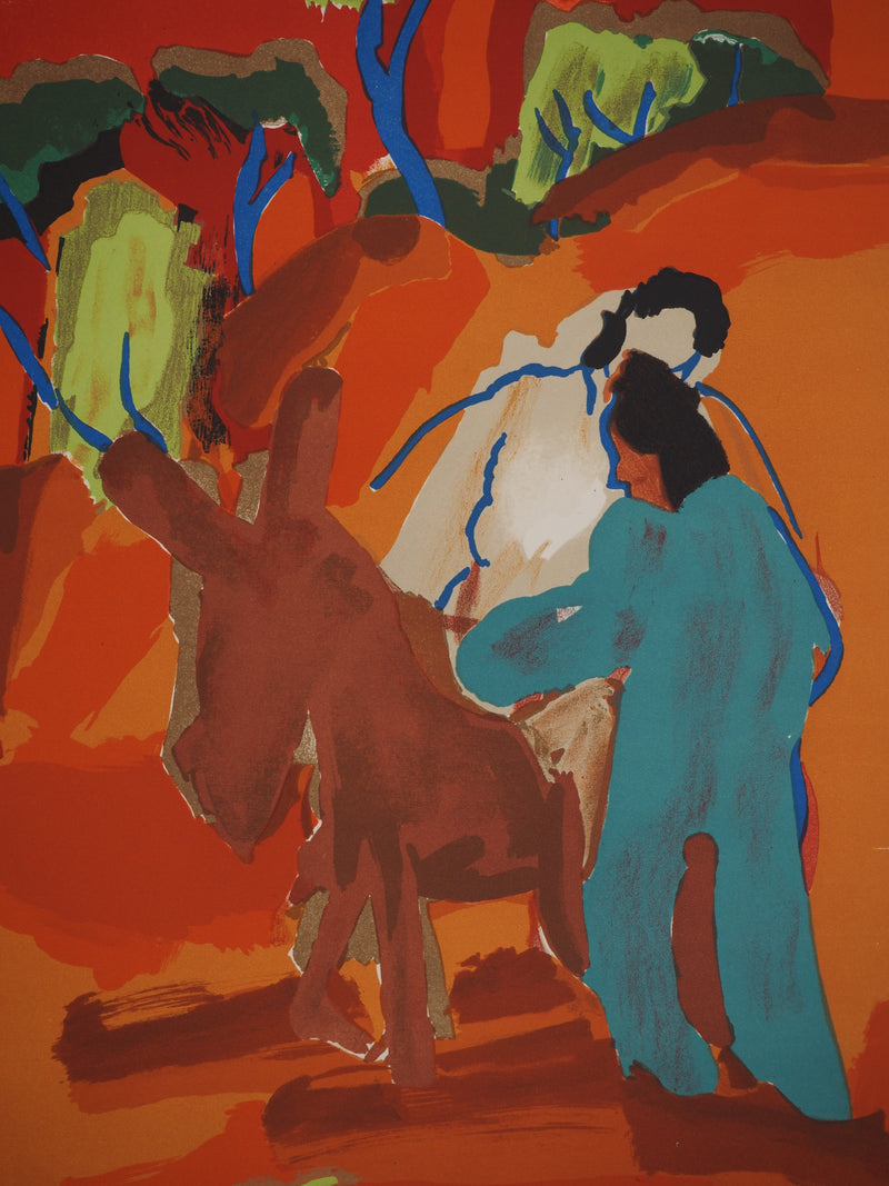 Pierre AMBROGIANI : Couple et son Ane, Lithographie originale (photo de détail 2) - Crédit photo : Galerie Art.Paris