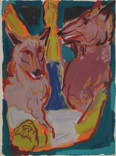 Pierre AMBROGIANI : Les Loups, Lithographie originale (vue générale) - Crédit photo : Galerie Art.Paris