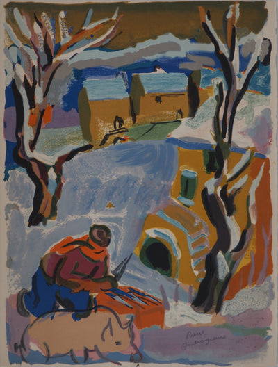 Pierre AMBROGIANI : Paysage d'hiver, Lithographie originale (vue générale) - Crédit photo : Galerie Art.Paris