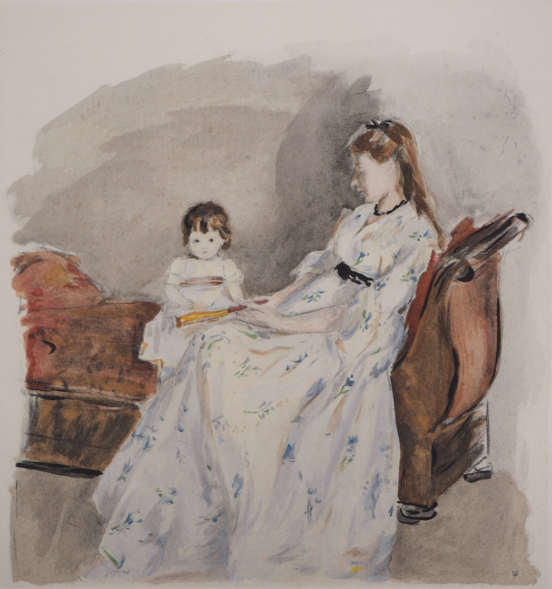 Berthe MORISOT : Mère et fille, Lithographie originale (vue générale) - Crédit photo : Galerie Art.Paris