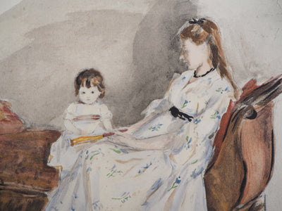 Berthe MORISOT : Mère et fille, Lithographie originale (photo de détail 4) - Crédit photo : Galerie Art.Paris