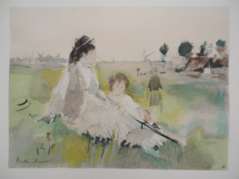 Berthe MORISOT : Famille à la campagne, Lithographie originale (vue générale) - Crédit photo : Galerie Art.Paris