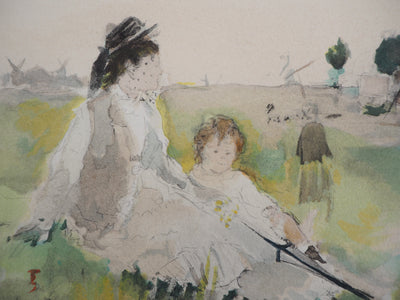 Berthe MORISOT : Famille à la campagne, Lithographie originale (photo de détail 4) - Crédit photo : Galerie Art.Paris