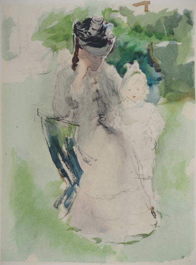 Berthe MORISOT : Mère et petite fille, Lithographie originale (vue générale) - Crédit photo : Galerie Art.Paris