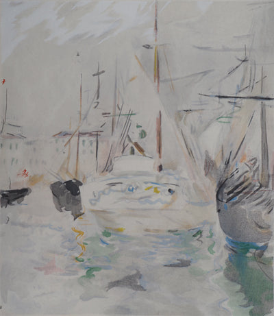 Berthe MORISOT : Voiliers à Saint Tropez, Lithographie originale (photo de détail 2) - Crédit photo : Galerie Art.Paris