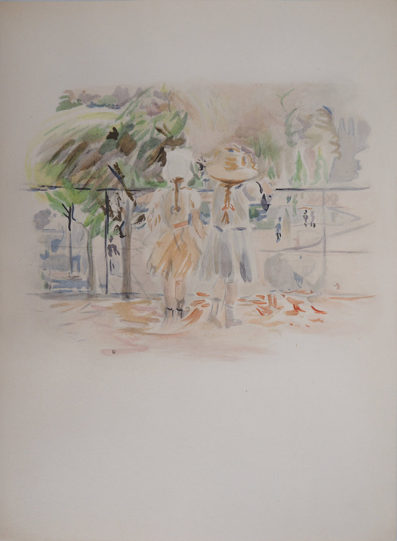 Berthe MORISOT : Deux fillettes au Jardin des Tuileries, Lithographie originale (photo de détail 2) - Crédit photo : Galerie Art.Paris